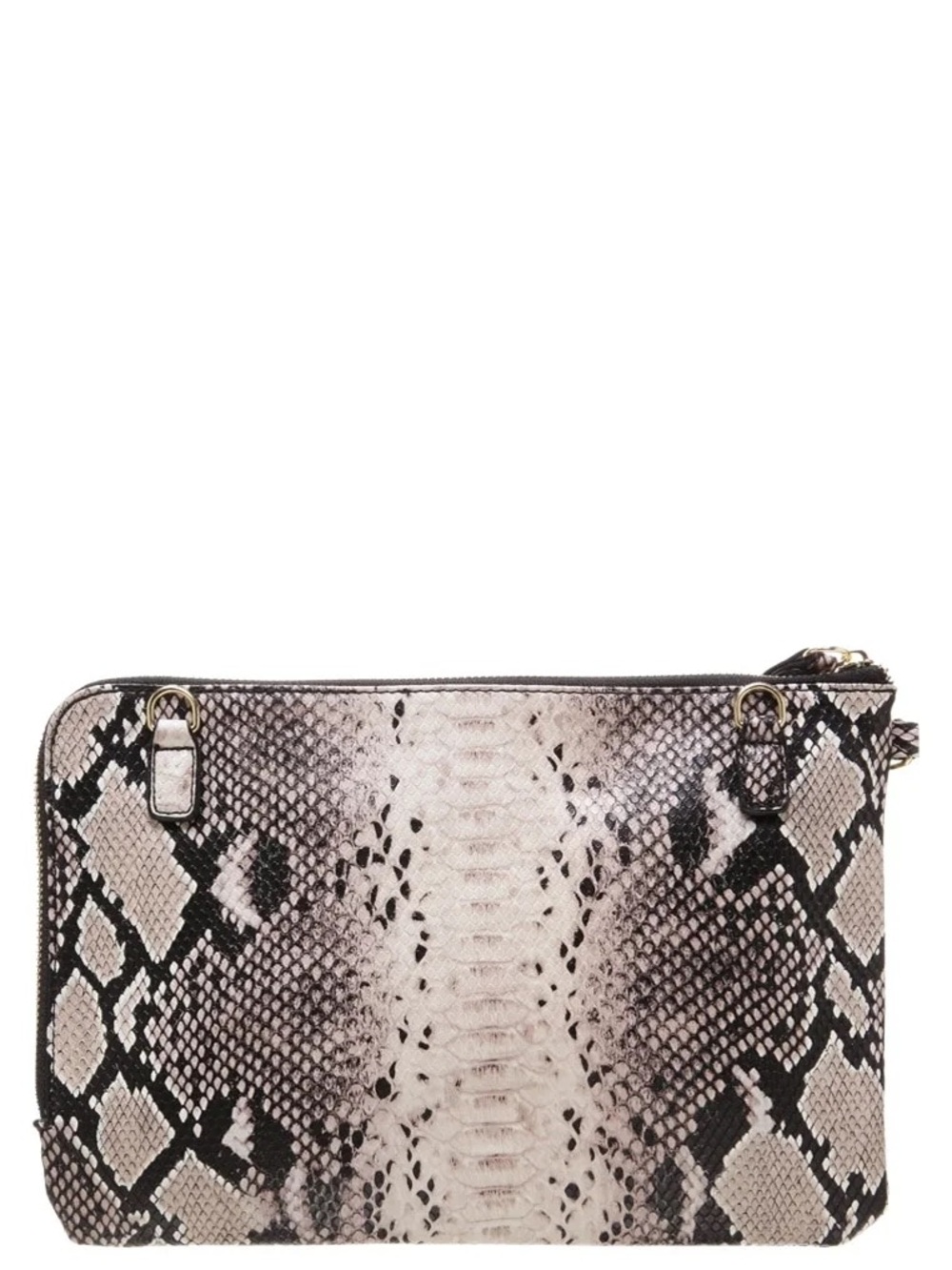 Topshop Faux Snakeskin Crossbody Bag Convertible Clutch Neutral Python Print